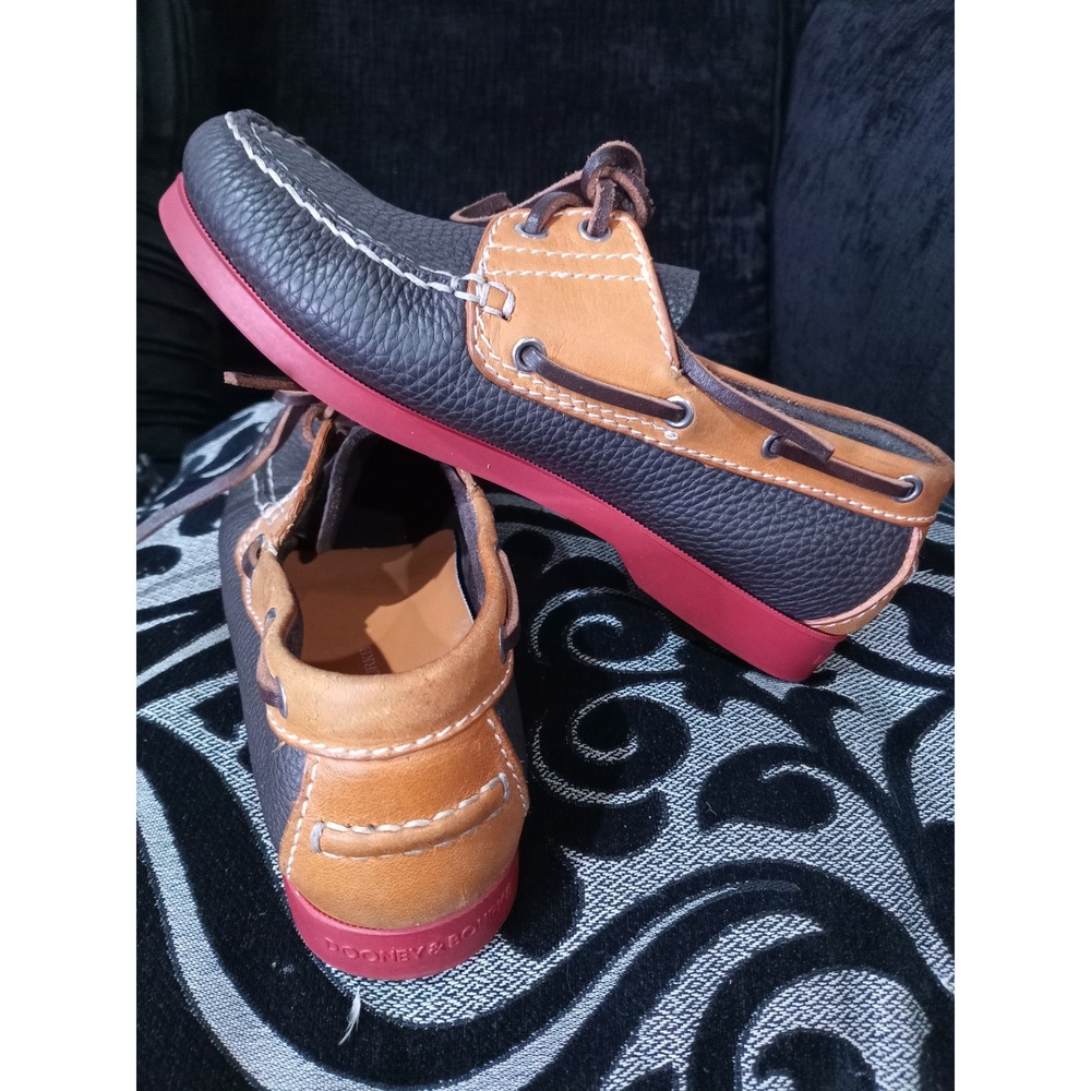 Dooney & Bourke Mens Leather Boat Shoes Brown Tan Red Sole Handsewn Portugal 8.5